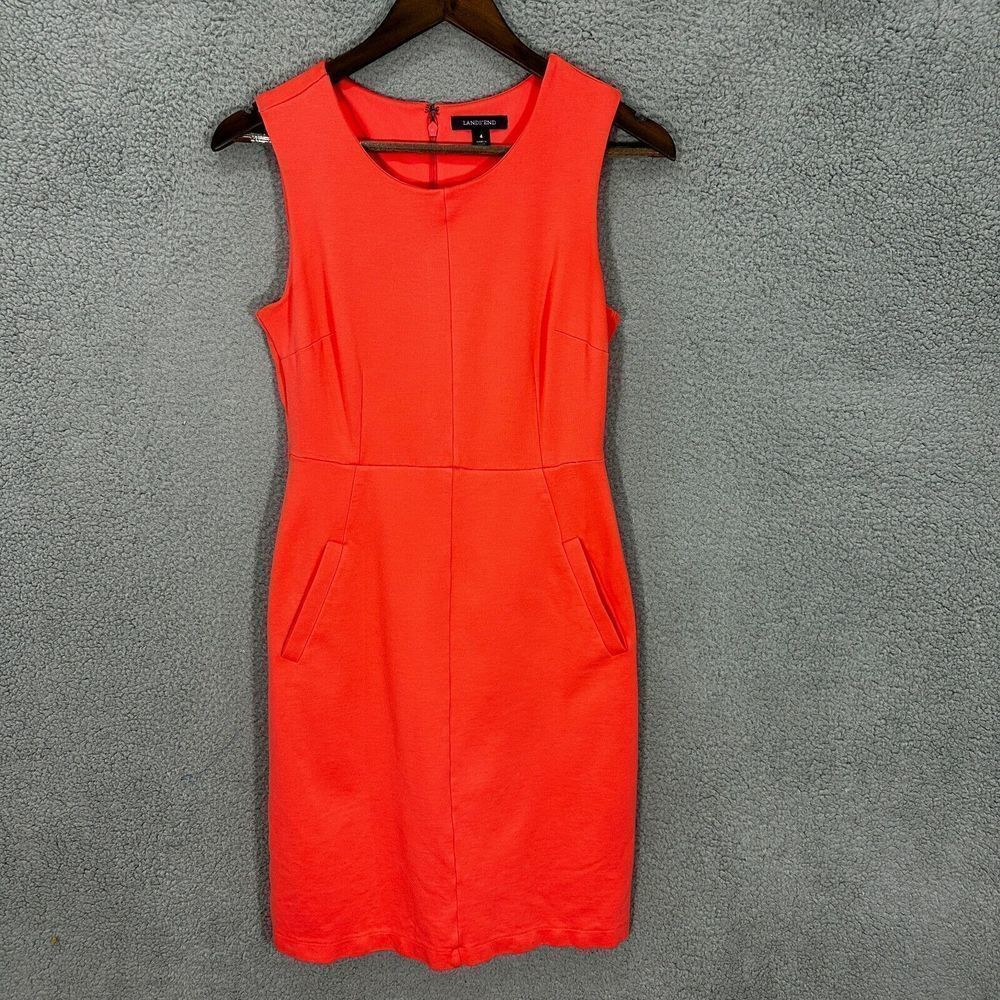 COPY - Lands End dress womens 4 coral pink sheath pockets sleeveless